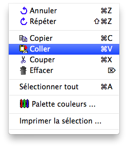 Menu - Edition - Coller