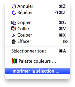 Menu - Edition - Imprimer la sélection