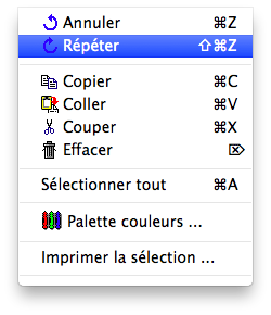Menu - Edition - Répéter