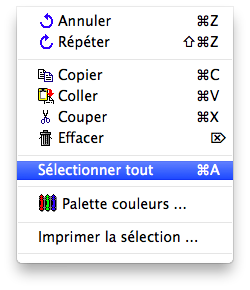 Menu - Edition - Sélectionner tout