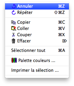Menu - Edition - Annuler