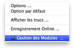 Menu - Extras - Module Verwalten