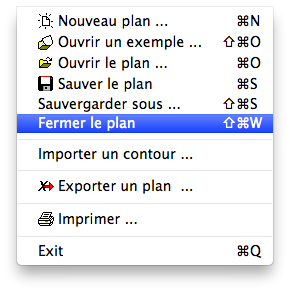 Menu - Données - Fermer le plan