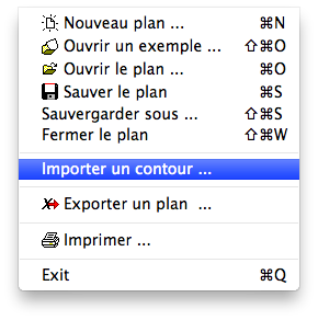 Menu - Données - Importer un contour