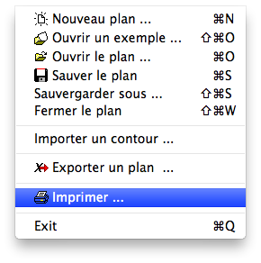 Menu - Données - Imprimer