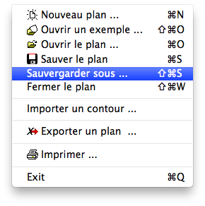 Menu - Données - Sauvegarder sous