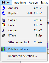 Menu - Edition - Palette couleurs