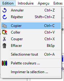 Menu - Edition - Copier
