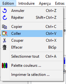 Menu - Edition - Coller