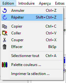 Menu - Edition - Répéter