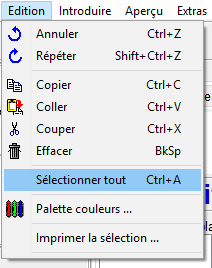 Menu - Edition - Sélectionner tout