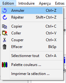 Menu - Edition - Annuler
