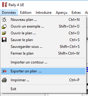 Menu - Données - Exporter un plan