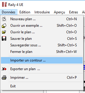 Menu - Données - Importer un contour