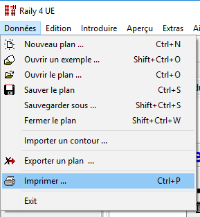 Menu - Données - Imprimer