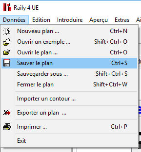 Menu - Données - Sauver